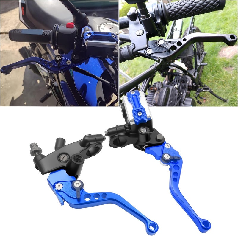 JXPANG Universal Motorcycle 7/8" 22mm Handlebar Brake Master Cylinder Clutch Lever CNC Left & Right Set Compatible with Harley Honda Kawasaki Suzuki Yamaha（ Piston Diameter 12.7mm (Blue) - Image 5